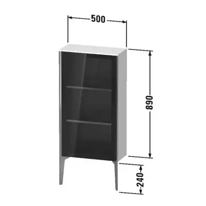 Шкафчик напольный со стеклянными дверцами Duravit XViu 50 x 24 х h113 см, чёрный глянцевый (XV1361LB140) фото 3 Aquada.com.ua
