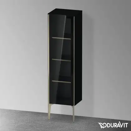 Шкафчик напольный со стеклянными дверцами Duravit XViu 40 x 36 х h157 см, чёрный глянцевый (XV1367LB140) фото 2 Aquada.com.ua