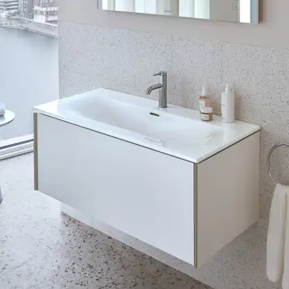 Тумба подвесная под раковину Duravit XViu 101 x 48 см, белый глянцевый (XV40350B122) фото 2 Aquada.com.ua