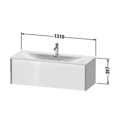Тумба подвесная под раковину Duravit XViu 121 x 48 см, доломитово-серый глянцевый лак (XV40360B138) фото 2 Aquada.com.ua