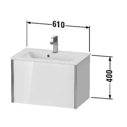 Тумба подвесная компакт, под раковину Duravit XViu 61 x 39 см, чёрный глянцевый (XV40780B140) фото 3 Aquada.com.ua