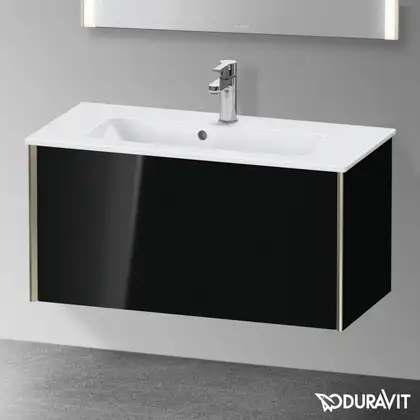 Тумба подвесная компакт, под раковину Duravit XViu 81 x 39 см, чёрный глянцевый (XV40790B140) фото 2 Aquada.com.ua