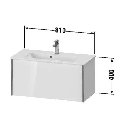 Тумба подвесная компакт, под раковину Duravit XViu 81 x 39 см, чёрный глянцевый (XV40790B140) фото 3 Aquada.com.ua