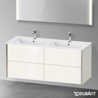 Комплект мебели тумба подвесная с двойной раковиной Duravit XViu 128 х 48 см, белый глянцевый (XV41290B122+2336130000) фото 2 Aquada.com.ua