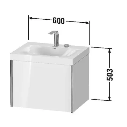 Тумба подвесная с раковиной c-bonded Duravit XViu 60 x 48 см, светло-голубой матовый (XV4609EB209P) фото 2 Aquada.com.ua