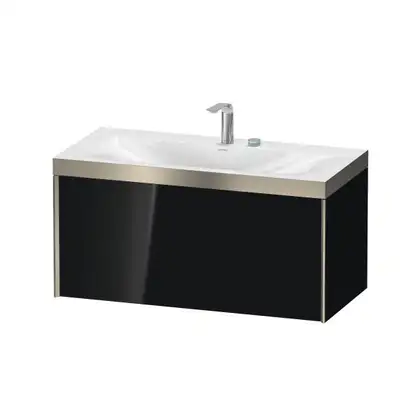 Тумба подвесная с раковиной c-bonded Duravit XViu 100 x 48 см, чёрный глянцевый (XV4611EB140P) фото 1 Aquada.com.ua