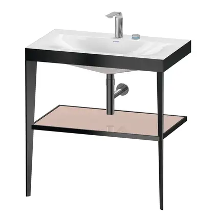 Металлическая консоль с раковиной c-bonded Duravit XViu 80 х 48 х h85 см, чёрный матовый/абрикосовый жемчуг (XV4715EB210) фото 1 Aquada.com.ua