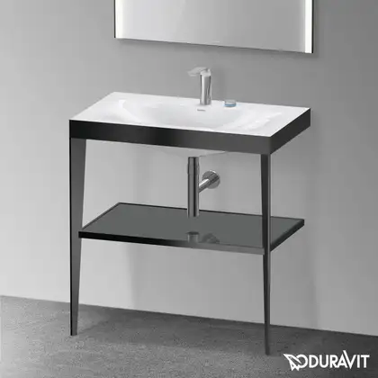 Металлическая консоль с раковиной c-bonded Duravit XViu 80 х 48 х h85 см, чёрный матовый/серый (XV4715EB289) фото 2 Aquada.com.ua