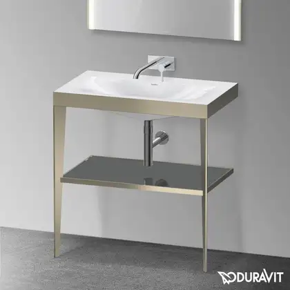 Металлическая консоль с раковиной c-bonded Duravit XViu 80 х 48 х h85 см, матовое шампанское/серый (XV4715NB189) фото 2 Aquada.com.ua