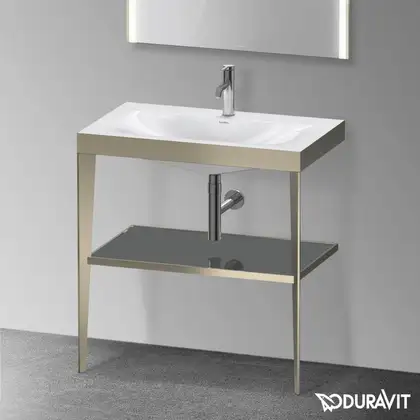 Металлическая консоль с раковиной c-bonded Duravit XViu 80 х 48 х h85 см, матовое шампанское/серый (XV4715OB189) фото 2 Aquada.com.ua