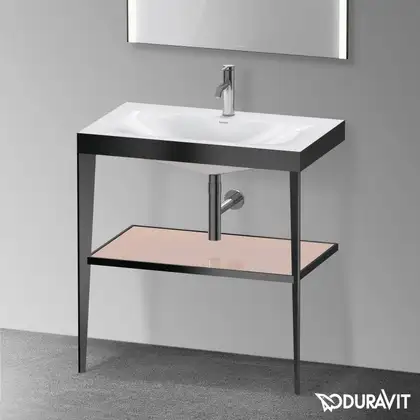 Металлическая консоль с раковиной c-bonded Duravit XViu 80 х 48 х h85 см, чёрный матовый/абрикосовый жемчуг (XV4715OB210) фото 2 Aquada.com.ua
