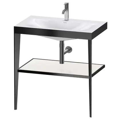 Металлическая консоль с раковиной c-bonded Duravit XViu 80 х 48 х h85 см, чёрный матовый/белый глянцевый (XV4715OB285) фото 1 Aquada.com.ua