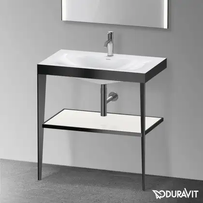Металлическая консоль с раковиной c-bonded Duravit XViu 80 х 48 х h85 см, чёрный матовый/белый глянцевый (XV4715OB285) фото 2 Aquada.com.ua