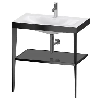 Металлическая консоль с раковиной c-bonded Duravit XViu 80 х 48 х h85 см, чёрный матовый/серый (XV4715OB289) фото 1 Aquada.com.ua