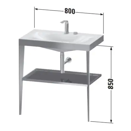 Металлическая консоль с раковиной c-bonded Duravit XViu 80 х 48 х h85 см, матовое шампанское/чёрный глянцевый (XV4715TB140) фото 3 Aquada.com.ua
