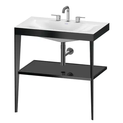 Металлическая консоль с раковиной c-bonded Duravit XViu 80 х 48 х h85 см, чёрный матовый/чёрный глянецевый (XV4715TB240) фото 1 Aquada.com.ua