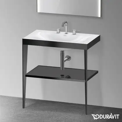 Металлическая консоль с раковиной c-bonded Duravit XViu 80 х 48 х h85 см, чёрный матовый/чёрный глянецевый (XV4715TB240) фото 2 Aquada.com.ua