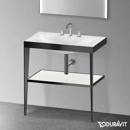 Металлическая консоль с раковиной c-bonded Duravit XViu 80 х 48 х h85 см, чёрный матовый/белый глянцевый (XV4715TB285) фото 2 Aquada.com.ua