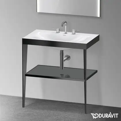 Металлическая консоль с раковиной c-bonded Duravit XViu 80 х 48 х h85 см, чёрный матовый/серый (XV4715TB289) фото 2 Aquada.com.ua