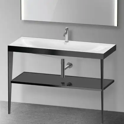 Металлическая консоль с раковиной c-bonded Duravit XViu 120 х 48 х h85 см, чёрный матовый/чёрный глянцевый (XV4717OB240) фото 2 Aquada.com.ua