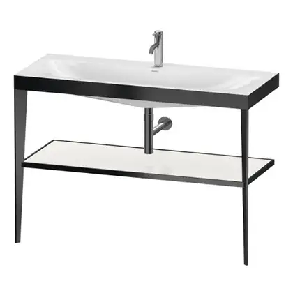 Металлическая консоль с раковиной c-bonded Duravit XViu 120 х 48 х h85 см, чёрный матовый/белый глянцевый (XV4717OB285) фото 1 Aquada.com.ua