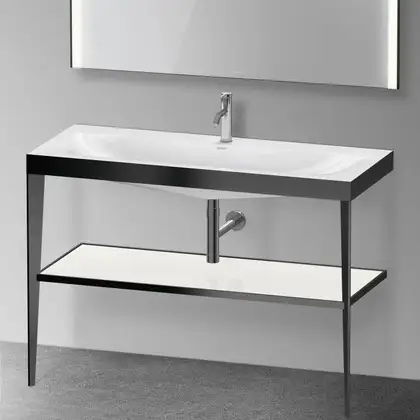 Металлическая консоль с раковиной c-bonded Duravit XViu 120 х 48 х h85 см, чёрный матовый/белый глянцевый (XV4717OB285) фото 2 Aquada.com.ua