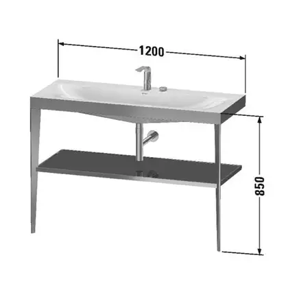 Металлическая консоль с раковиной c-bonded Duravit XViu 120 х 48 х h85 см, чёрный матовый/белый глянцевый (XV4717OB285) фото 3 Aquada.com.ua