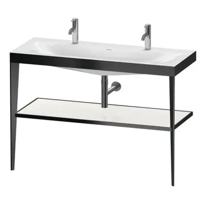 Металлическая консоль с раковиной c-bonded Duravit XViu 120 х 48 х h85 см, чёрный матовый/белый глянцевый (XV4718OB285) фото 1 Aquada.com.ua