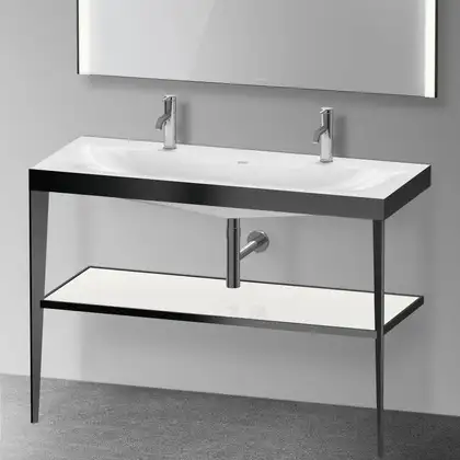 Металлическая консоль с раковиной c-bonded Duravit XViu 120 х 48 х h85 см, чёрный матовый/белый глянцевый (XV4718OB285) фото 2 Aquada.com.ua