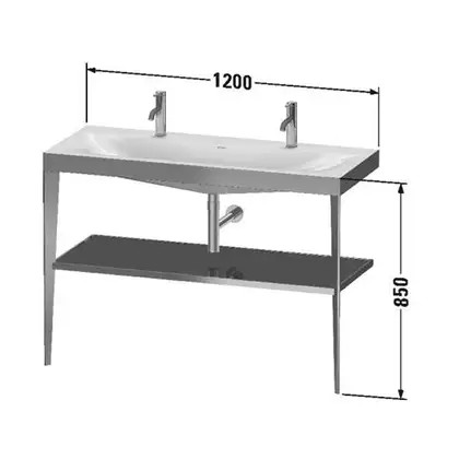 Металлическая консоль с раковиной c-bonded Duravit XViu 120 х 48 х h85 см, чёрный матовый/белый глянцевый (XV4718OB285) фото 3 Aquada.com.ua