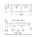 Раковина двойная Duravit Starck 3 1300 х 490 мм (0332130000) фото 3 Aquada.com.ua