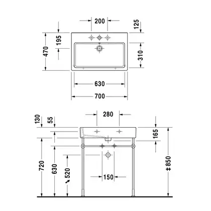 Раковина мебельная Duravit Vero 70 х 47 см (0454700027) фото 2 Aquada.com.ua