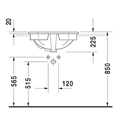 Раковина встраиваемая в столешницу Duravit 1930 580 х 470 мм (0476580000) фото 3 Aquada.com.ua