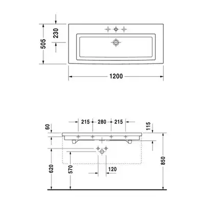 Раковина для мебели Duravit 2nd floor 120х50,5 см (0491120030) фото 2 Aquada.com.ua