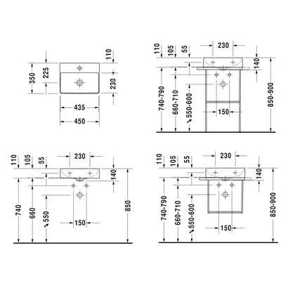 Раковина накладная на столешницу Duravit DuraSquare 45 х 35 см (0732450041) фото 2 Aquada.com.ua