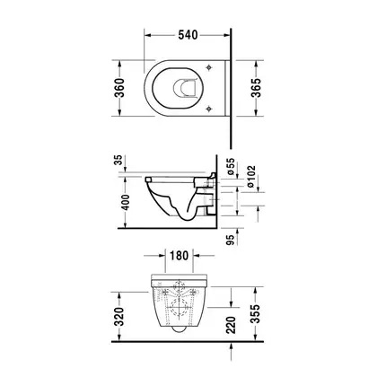 Унитаз для инсталляции Duravit Starck 3 с сиденьем Soft Close (2225090000+0063890000) фото 2 Aquada.com.ua