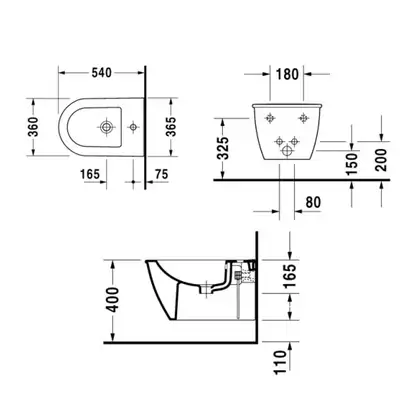 Биде подвесное Duravit Darling New 54х36,5 см, цвет белый (2249150000) фото 4 Aquada.com.ua