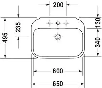 Раковина Duravit Happy D. 2 65х49,5 см (с 3 отв. под смеситель) (2316650030) фото 3 Aquada.com.ua