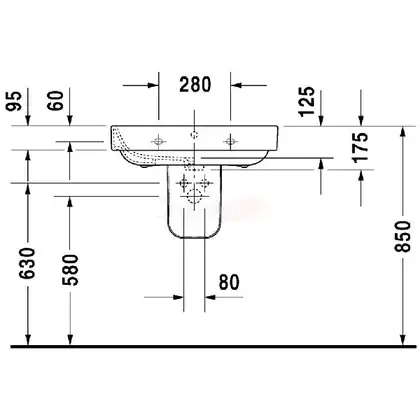 Раковина Duravit Happy D. 2 65х49,5 см (с 3 отв. под смеситель) (2316650030) фото 4 Aquada.com.ua