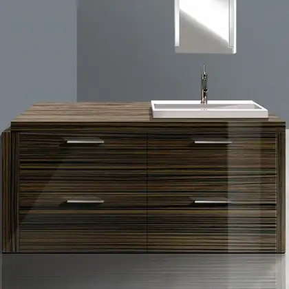 Тумба Duravit 2nd Floor 1580х810 мм левая, натуральный шпон - эбеновое дерево (2F6426L5959) фото 1 Aquada.com.ua