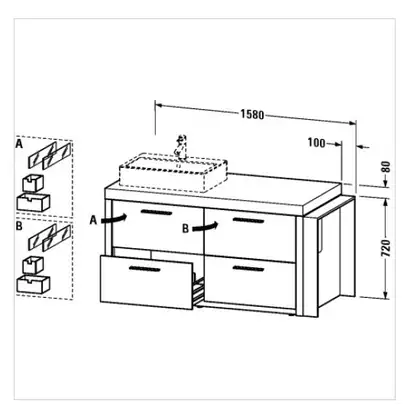 Тумба Duravit 2nd Floor 1580х810 мм левая, натуральный шпон - эбеновое дерево (2F6426L5959) фото 2 Aquada.com.ua