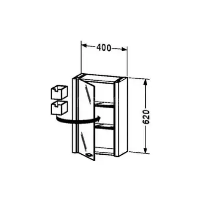 Зеркальный шкафчик Duravit 2nd Floor 400x620 (2F9650L8585) фото 2 Aquada.com.ua