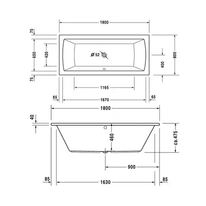Ванна акриловая Duravit Darling New 180 х 80 см (700028000000000) фото 3 Aquada.com.ua