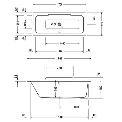Ванна акриловая Duravit DuraStyle 170 х 75 см (700296000000000) фото 4 Aquada.com.ua
