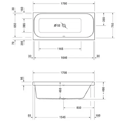 Ванна акриловая Duravit Happy D.2 170 х 75 см (700313000000000) фото 3 Aquada.com.ua