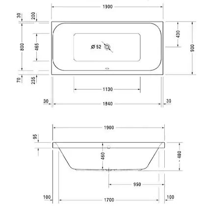 Ванна акриловая Duravit Happy D.2 190 х 90 см (700315000000000) фото 2 Aquada.com.ua