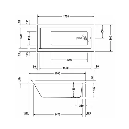Ванна акриловая Duravit Starck 170 х 80 см (700336000000000) фото 3 Aquada.com.ua