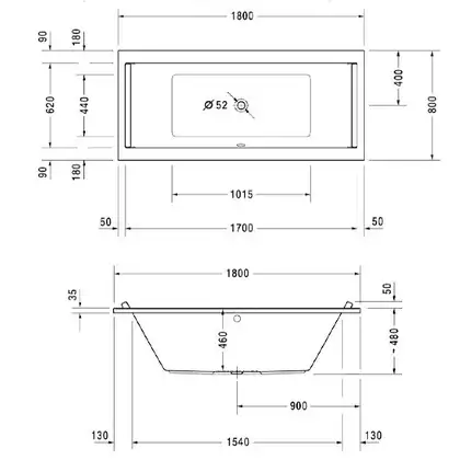 Ванна акриловая Duravit Starck 3 180 х 80 см (700338000000000) фото 3 Aquada.com.ua