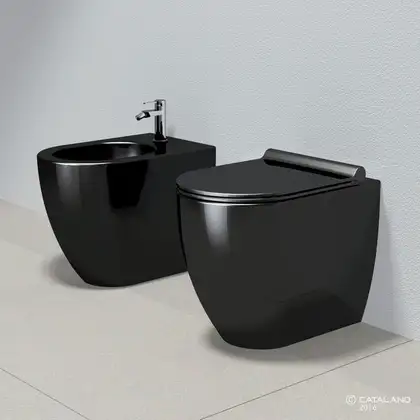 Унитаз приставной Catalano Sfera с сиденьем Soft Close, чёрный глянцевый (1VPC52NE+5SCSTPNNE) фото 2 Aquada.com.ua
