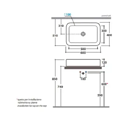 Раковина накладная на столешницу Globo Stone 60х40 см (SS060.BI) фото 3 Aquada.com.ua